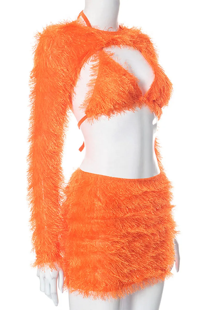 UH721 Shoulder Sleeve Warmer with Bra Top and Skirt Set