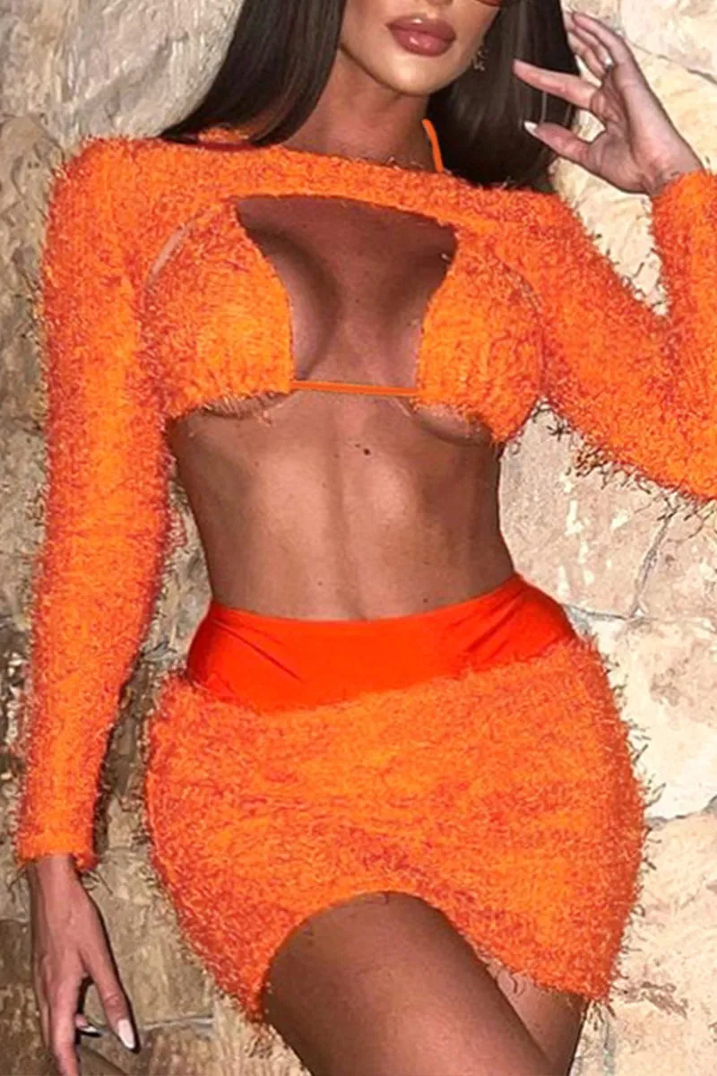 UH721 Shoulder Sleeve Warmer with Bra Top and Skirt Set