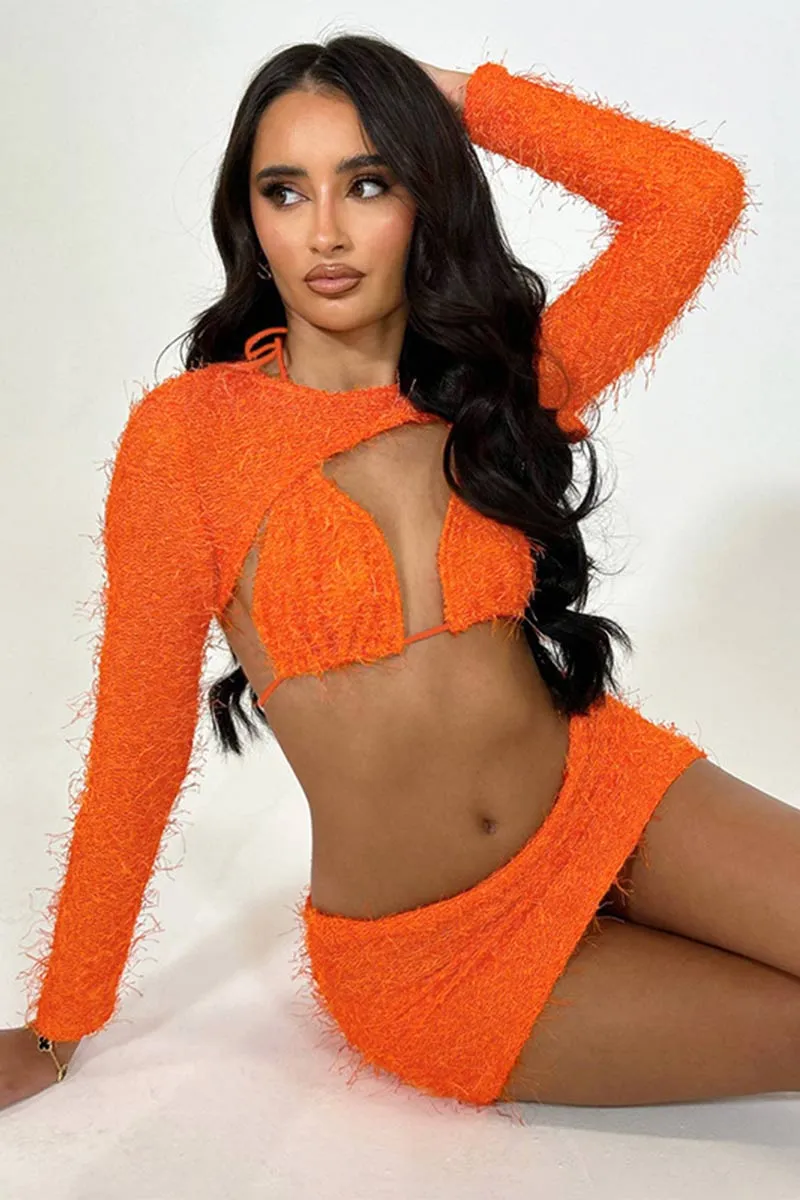 UH721 Shoulder Sleeve Warmer with Bra Top and Skirt Set