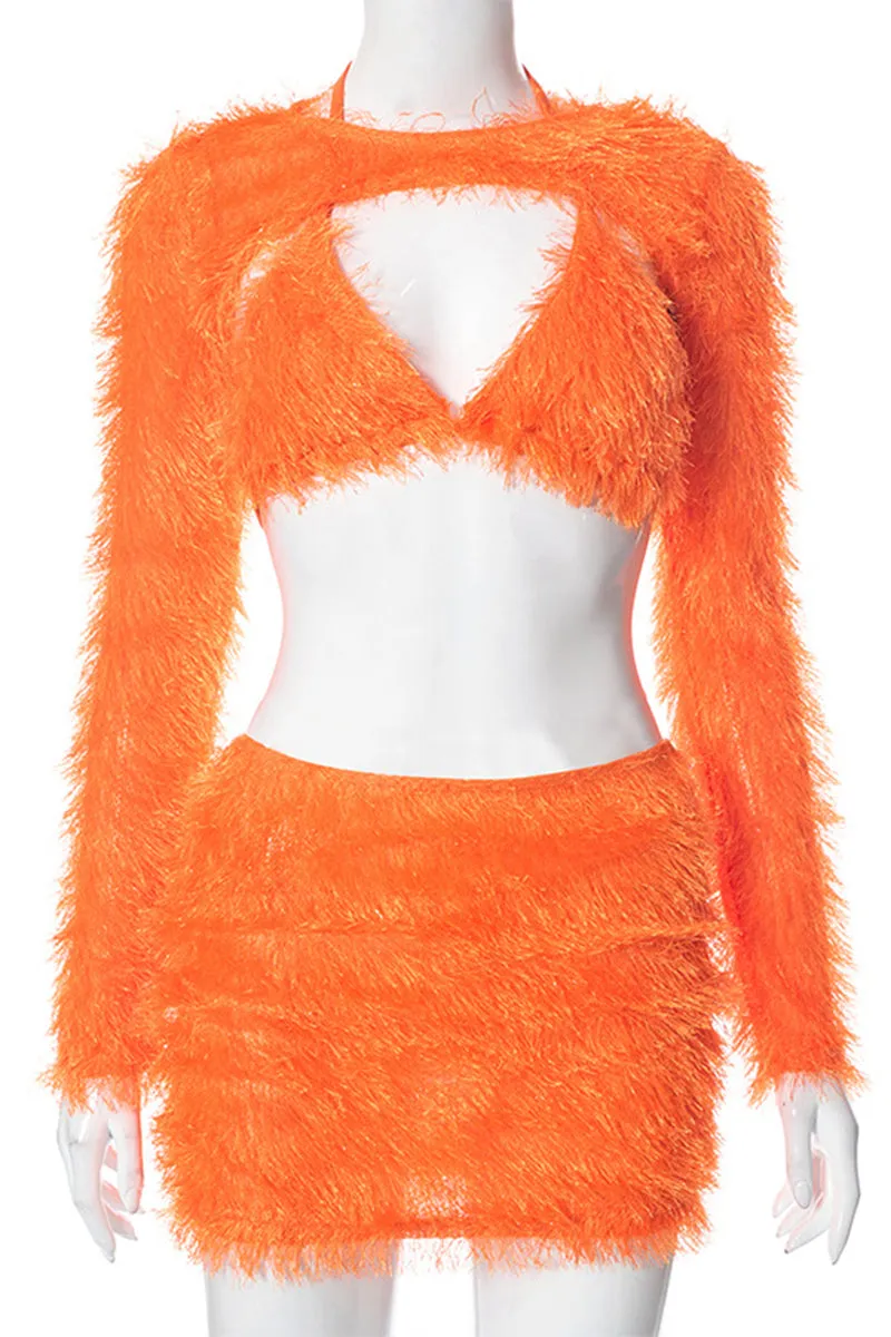 UH721 Shoulder Sleeve Warmer with Bra Top and Skirt Set