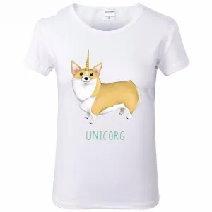 Unicorn and Corgi White Tops