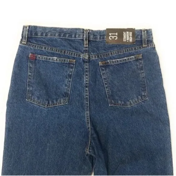 Urban Outfitters BDG Womens high waisted dark wash jeans with raw hem button fly