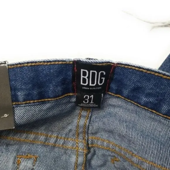 Urban Outfitters BDG Womens high waisted dark wash jeans with raw hem button fly