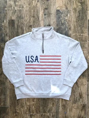 USA 1/4 Zip Pullover - Grey