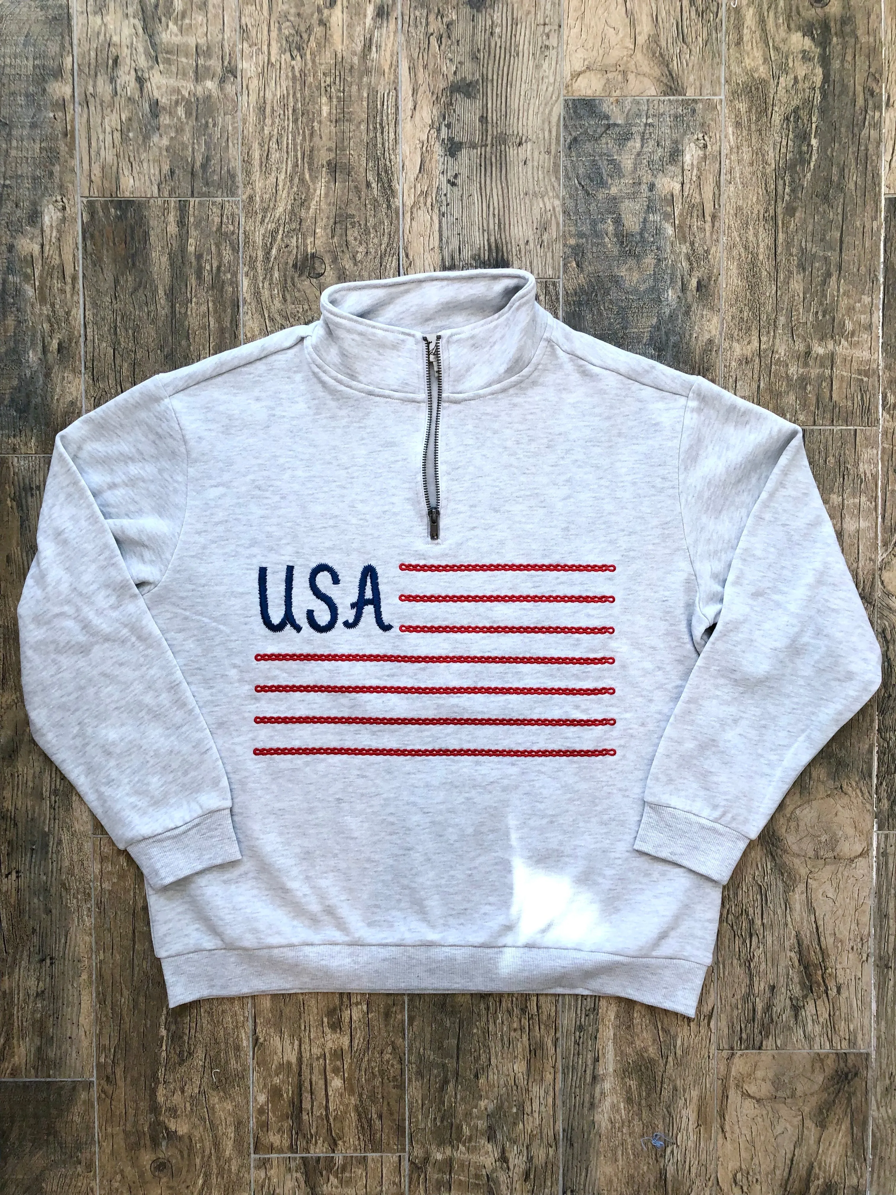 USA 1/4 Zip Pullover - Grey