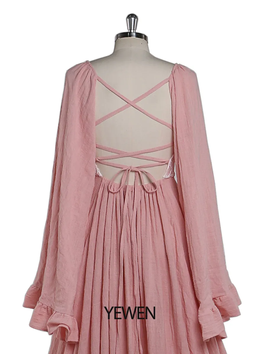 V Neck Backless Evening Dresses Photography Dresses Baby Shower Dress for Pregnant Woman YEWEN YD22108