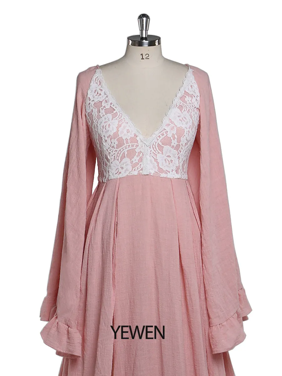 V Neck Backless Evening Dresses Photography Dresses Baby Shower Dress for Pregnant Woman YEWEN YD22108