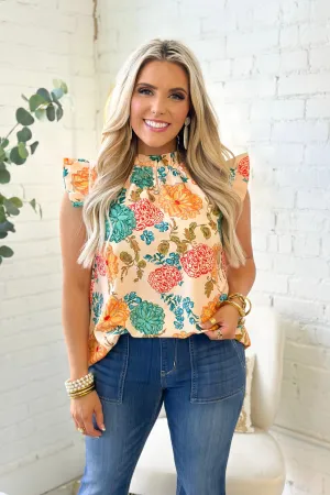 Vanilla Mix Floral Ruffle Top