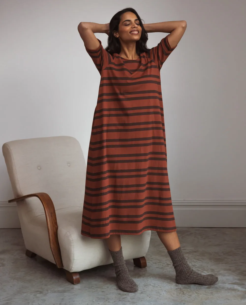 Victoria-Sue Organic Cotton Dress In Tortoiseshell & Chocolate