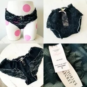 Victoria's Secret Vintage Angels Lace Embroidered Hiphugger Nylon Panty NWT
