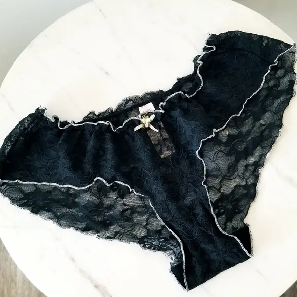 Victoria's Secret Vintage Angels Lace Embroidered Hiphugger Nylon Panty NWT