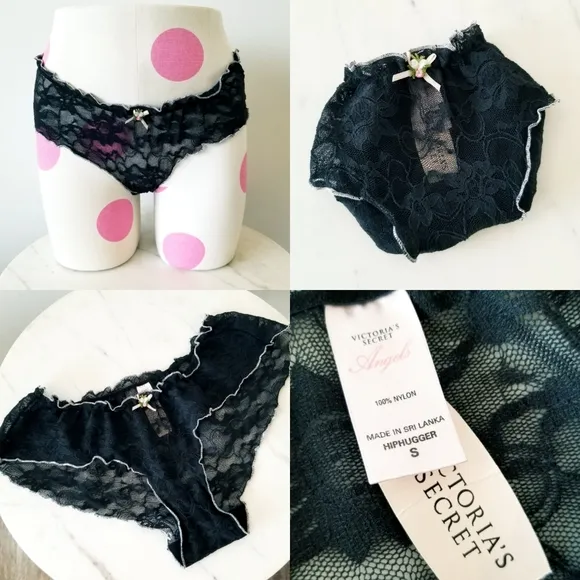 Victoria's Secret Vintage Angels Lace Embroidered Hiphugger Nylon Panty NWT
