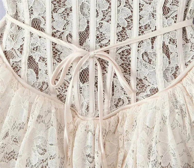 VINTAGE CREAM LACE MINI DRESS