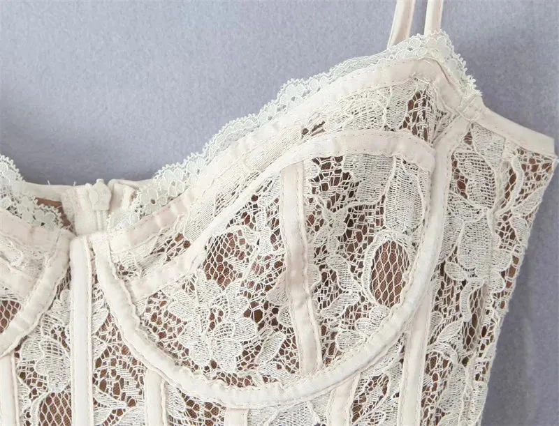 VINTAGE CREAM LACE MINI DRESS