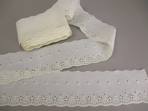 Vintage lace trim poly cotton eyelet 8YD