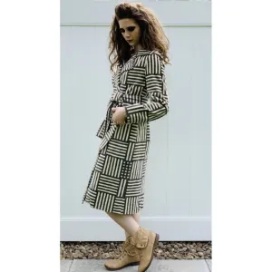 Vintage Marimekko Corduroy Womens M Wrap Coat RARE NWT 1975 Geometric Design