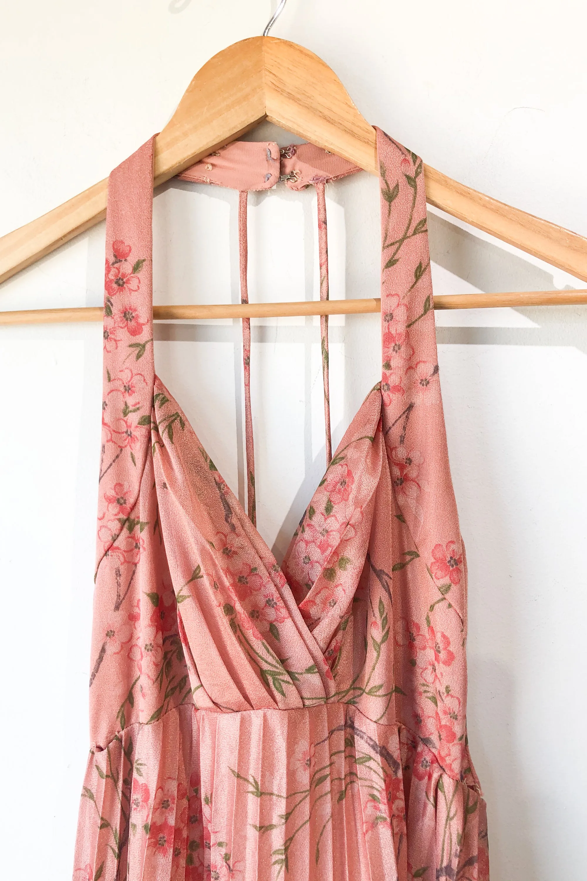 Vintage Mary Lou's Bridal Pleated Halter Dress