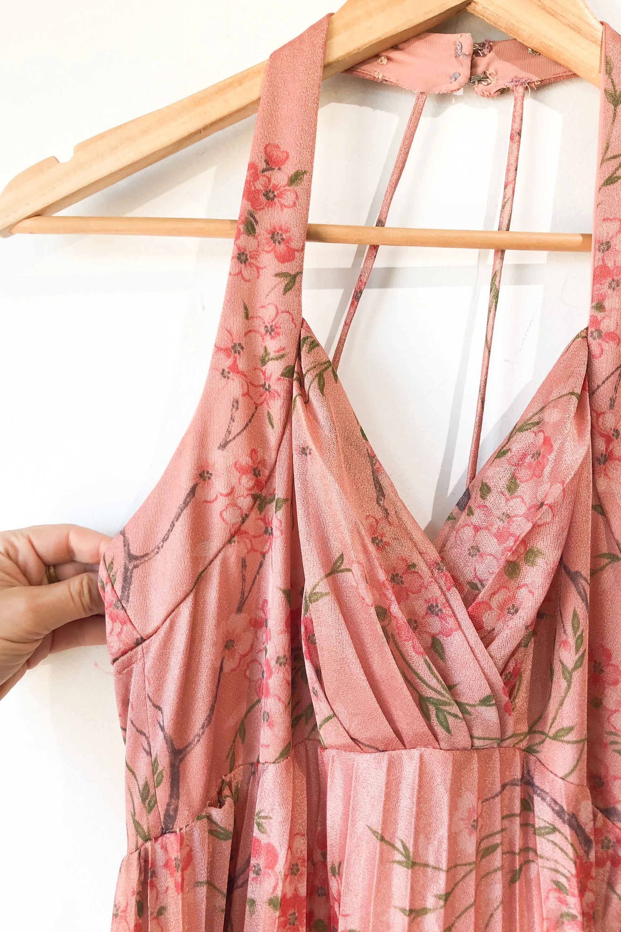 Vintage Mary Lou's Bridal Pleated Halter Dress