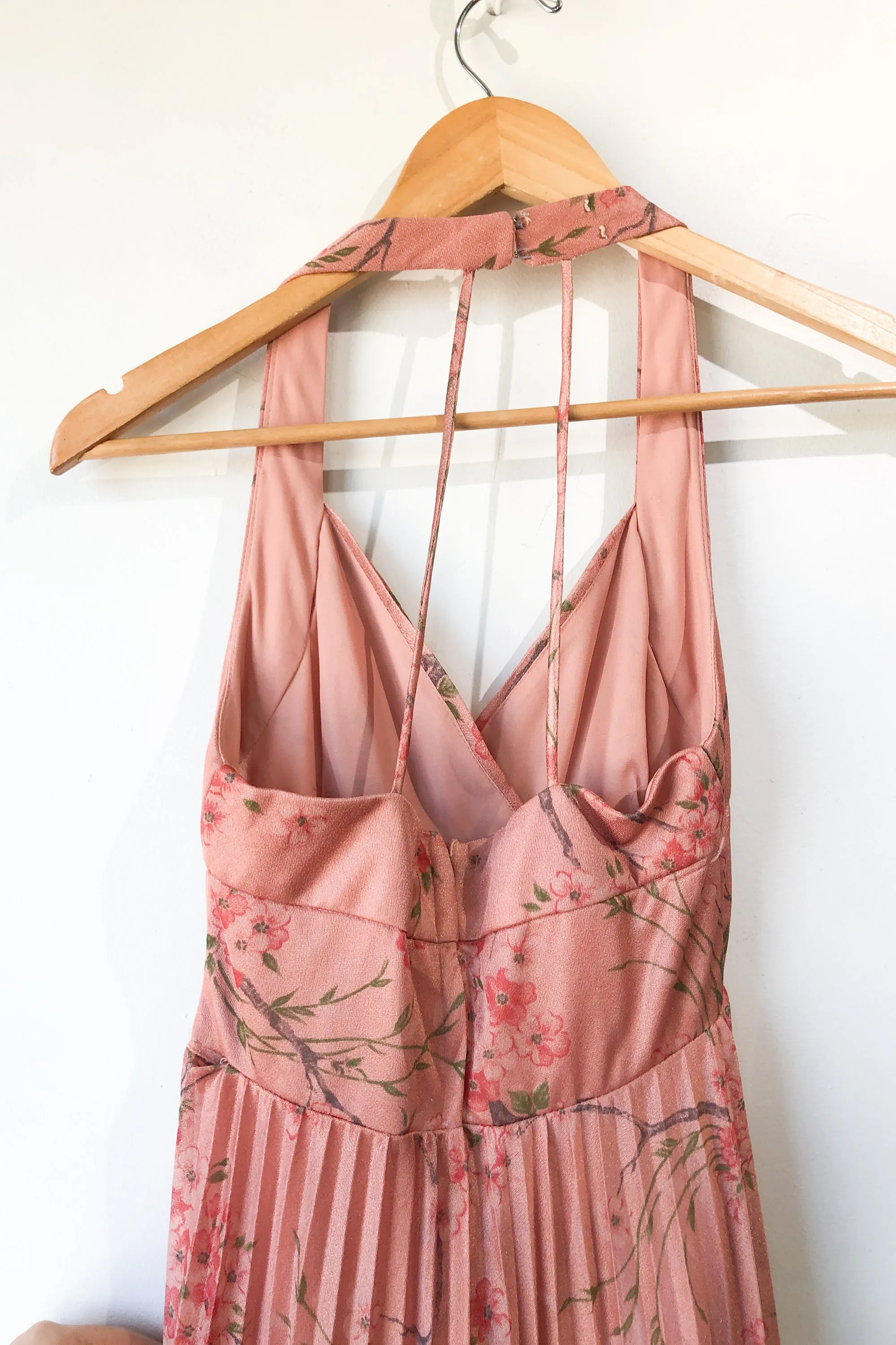 Vintage Mary Lou's Bridal Pleated Halter Dress