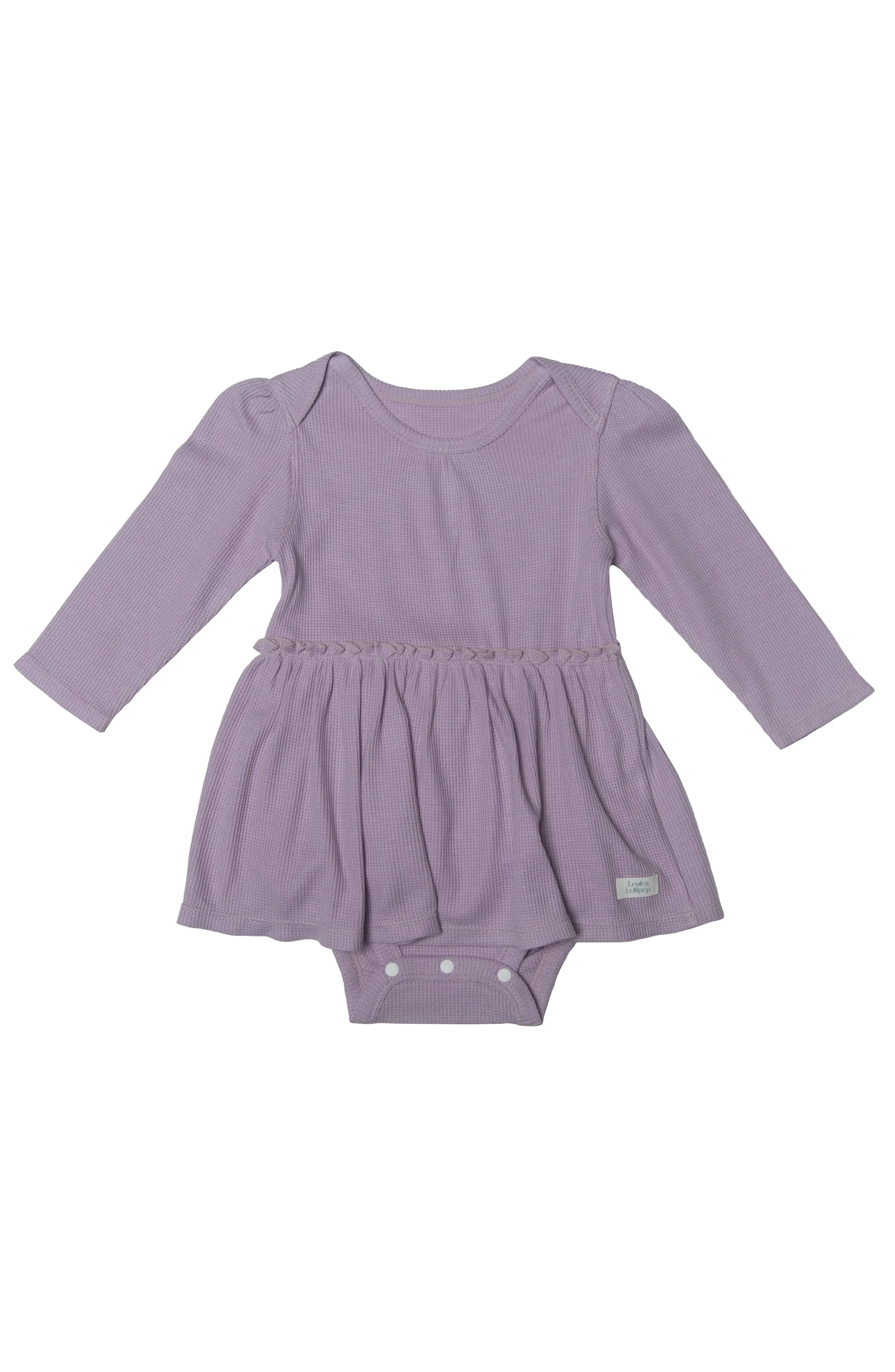Waffle Long Sleeve Bodysuit Dress - Lavender