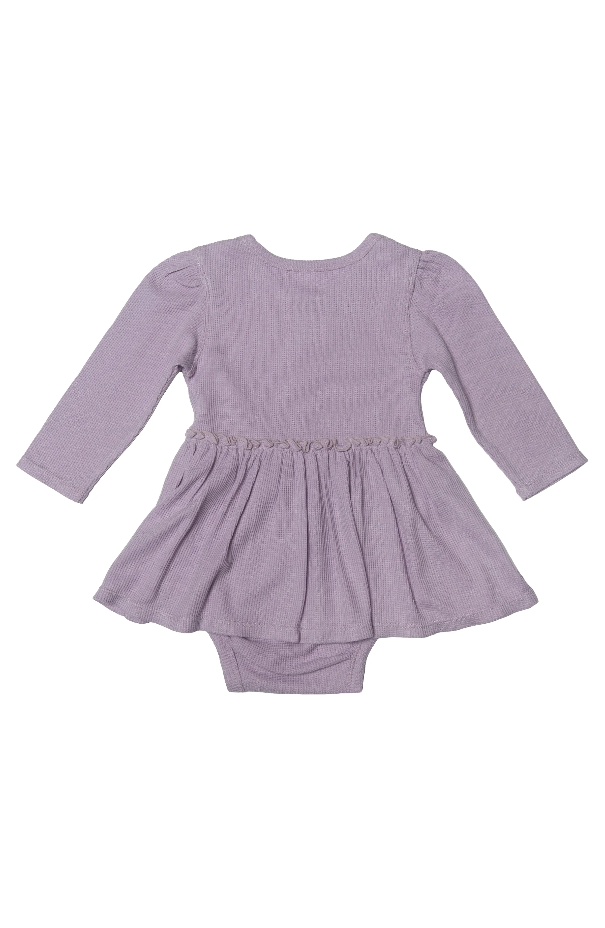 Waffle Long Sleeve Bodysuit Dress - Lavender