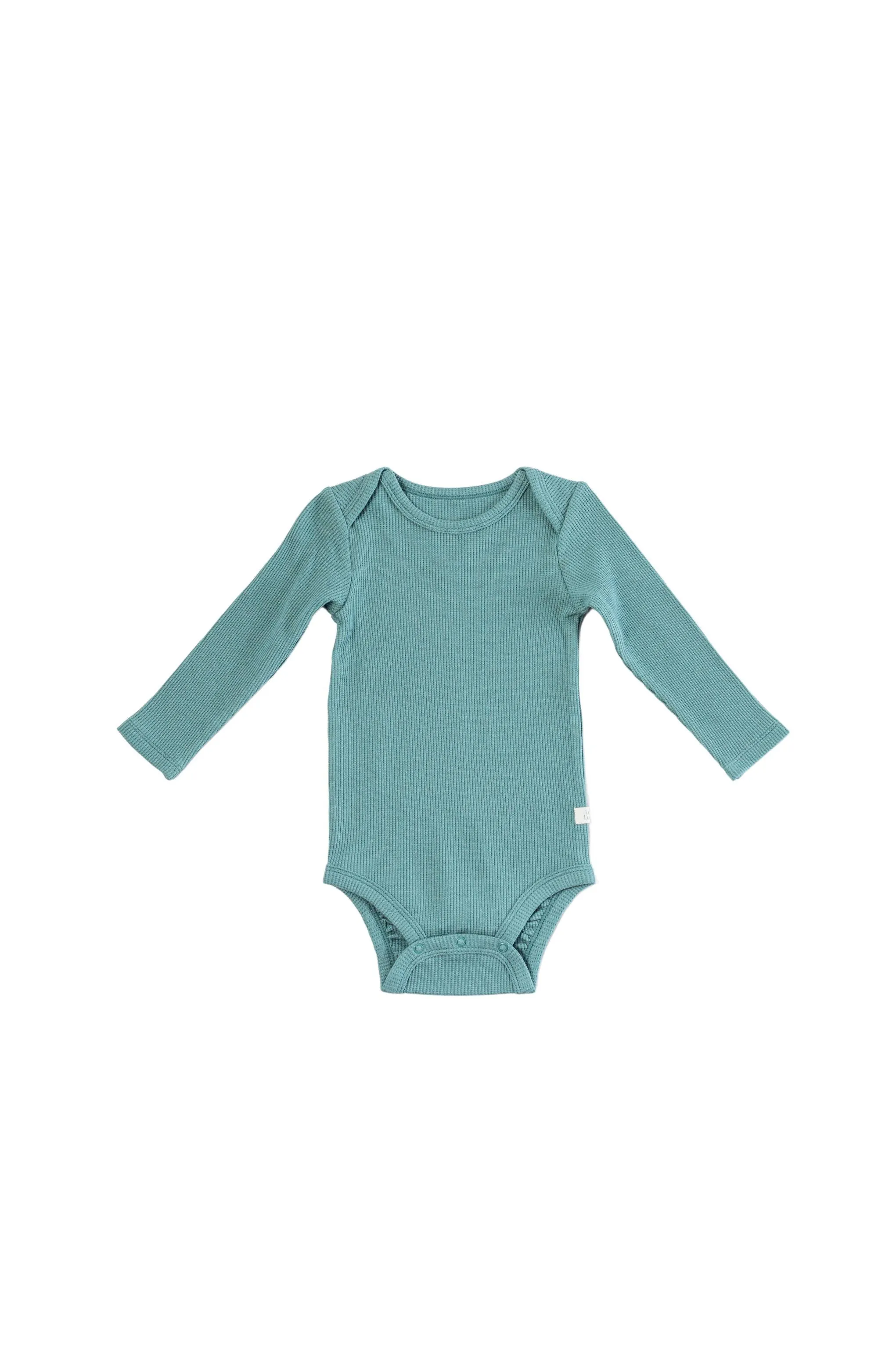 Waffle Long Sleeve Bodysuit - Smoke Blue