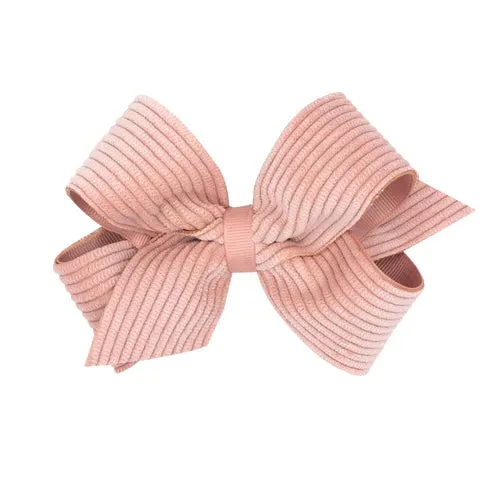 Wee Ones Medium Grosgrain Hair Bow with Wide Wale Corduroy Overlay