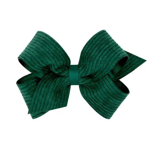 Wee Ones Medium Grosgrain Hair Bow with Wide Wale Corduroy Overlay
