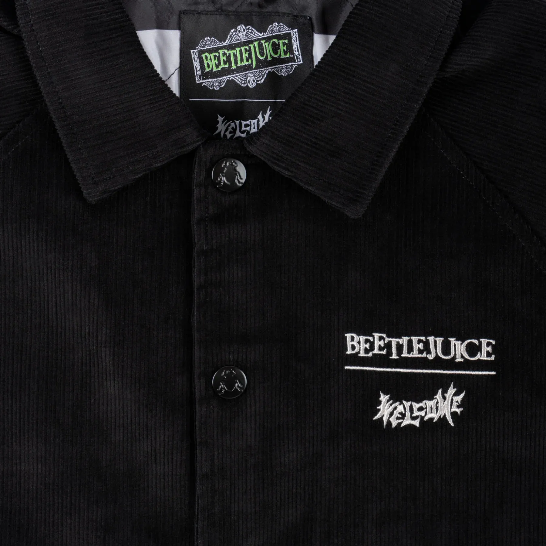 Welcome X Beetlejuice Sandworm Embroidered Coaches Jacket - Black