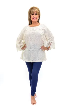 White Cotton Shirt - Lace Accents