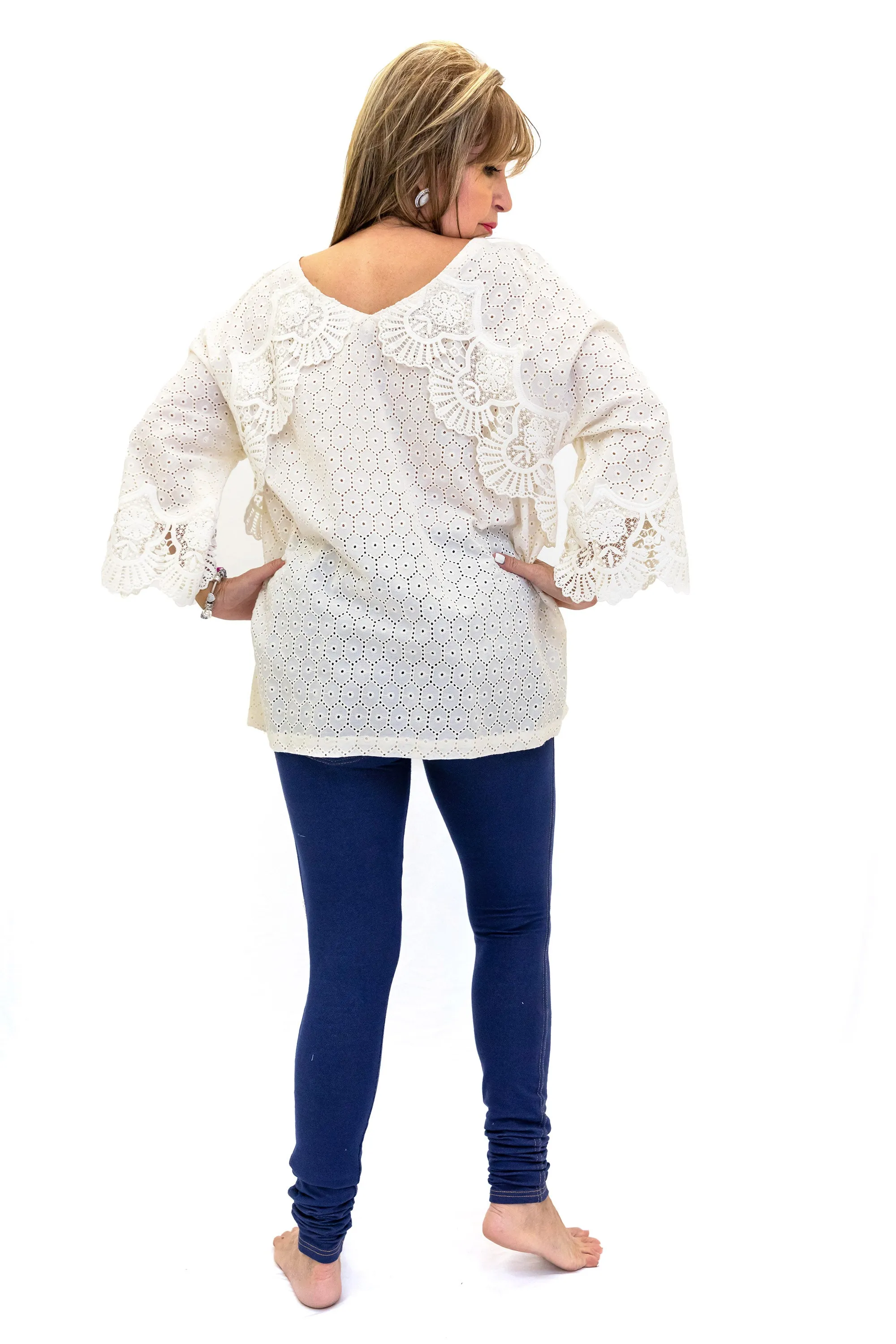 White Cotton Shirt - Lace Accents