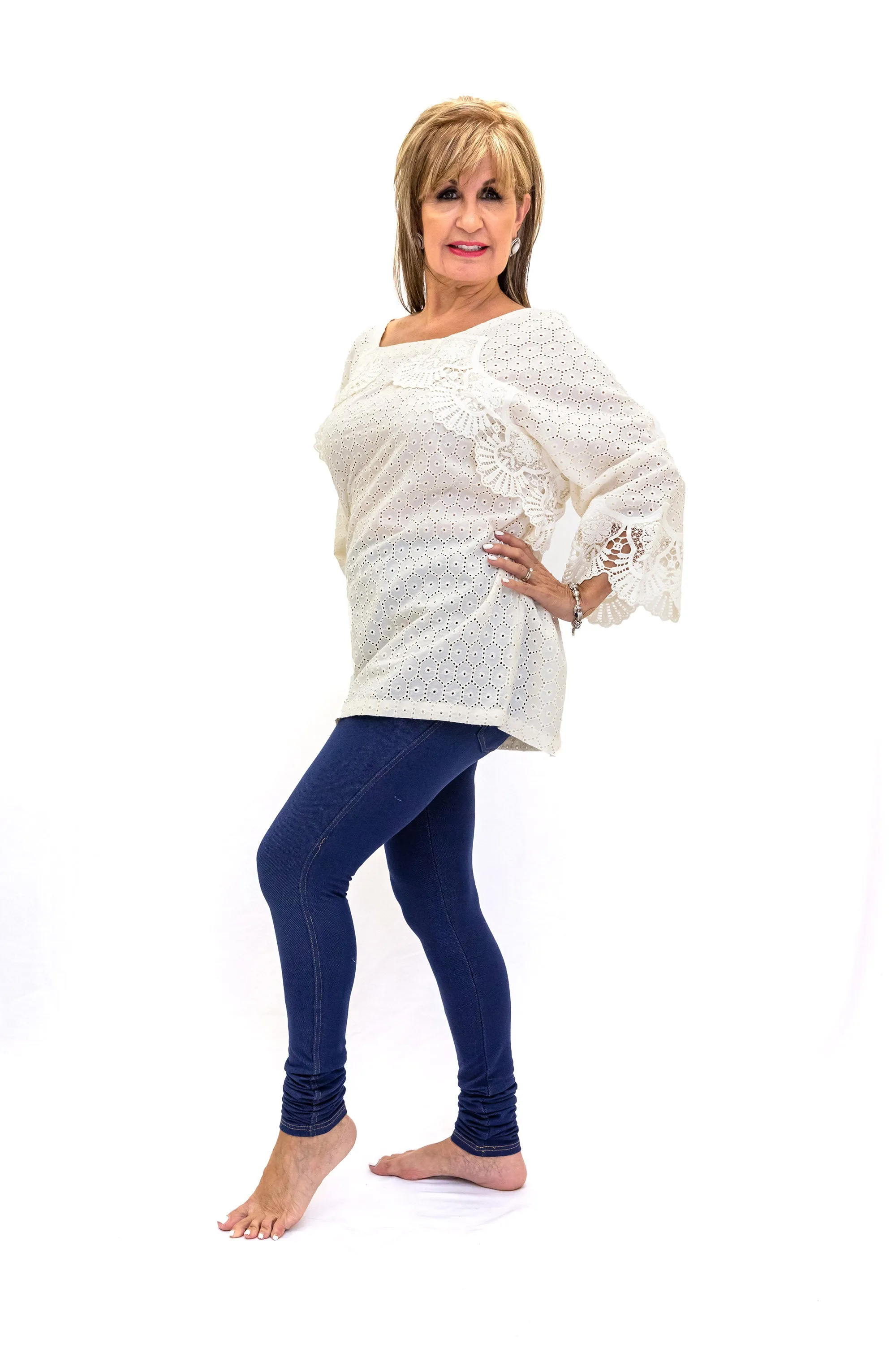 White Cotton Shirt - Lace Accents