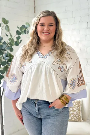White Embroidered Detail Top