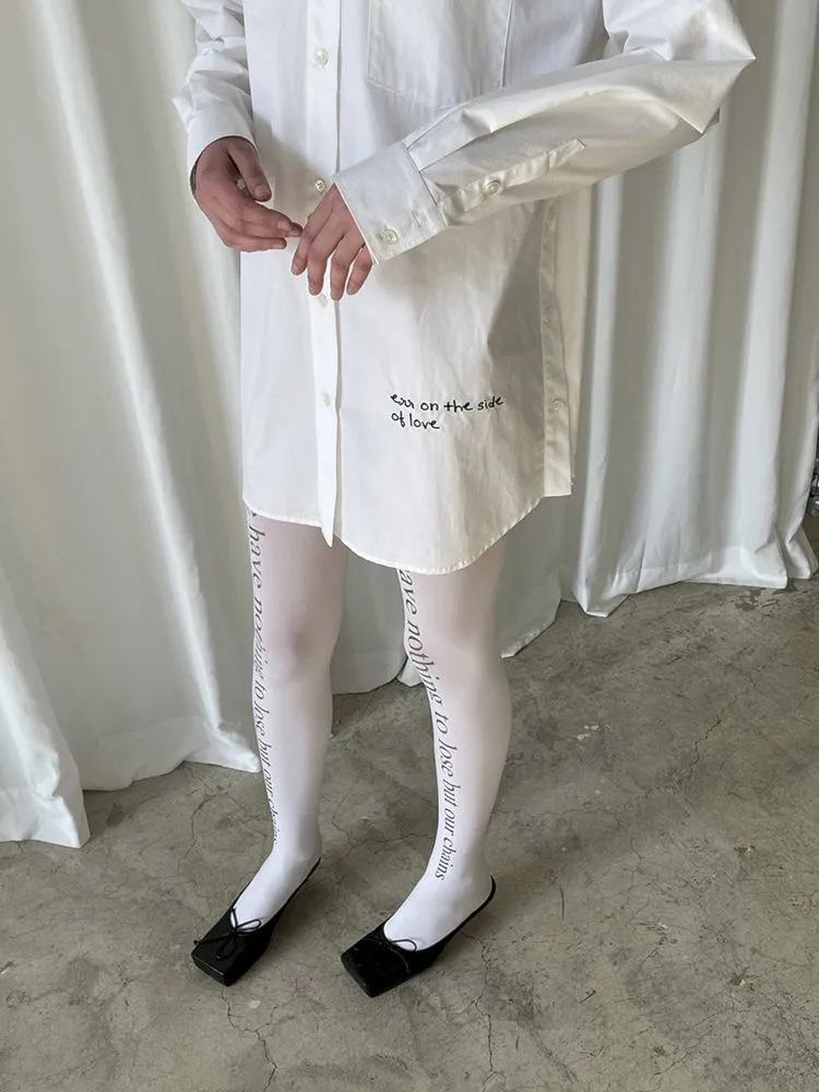 White Embroidered Hem Embroidered Shirt