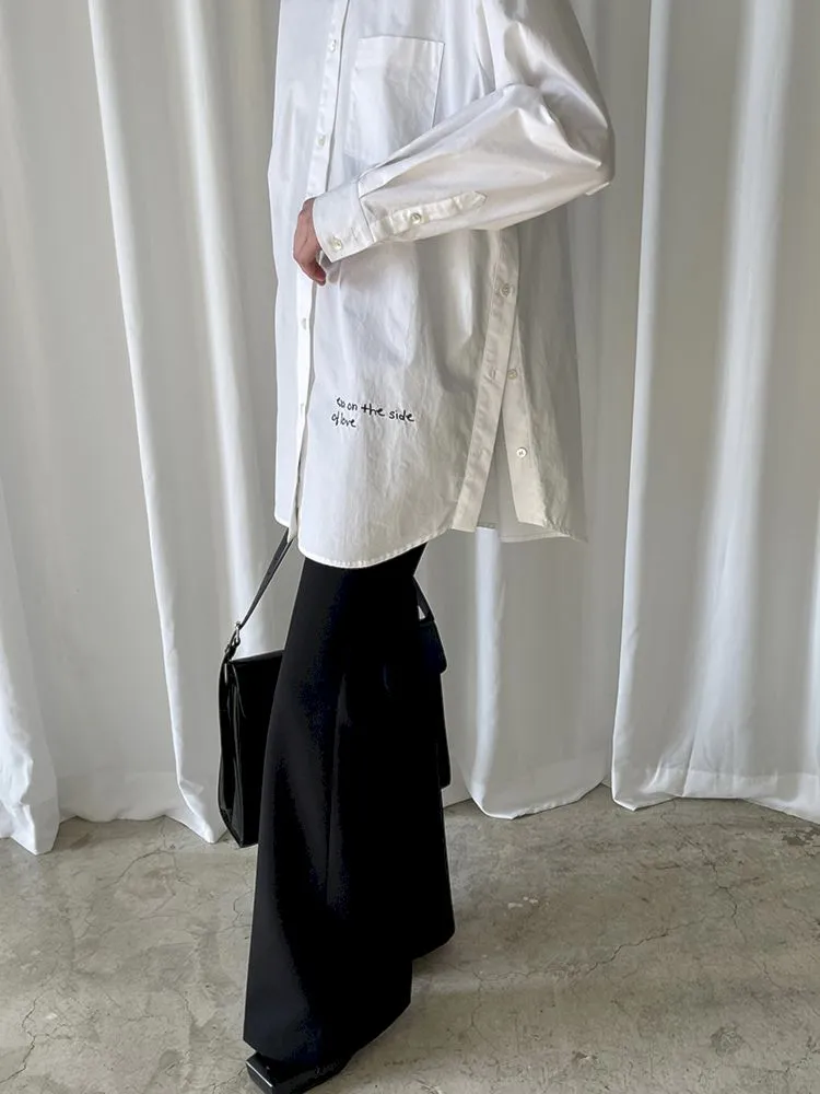 White Embroidered Hem Embroidered Shirt