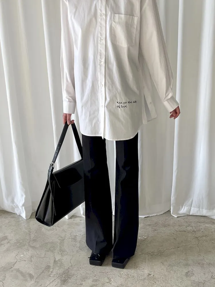 White Embroidered Hem Embroidered Shirt