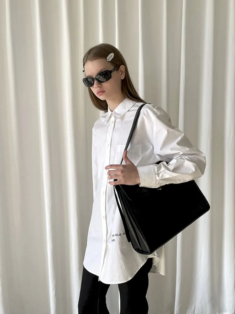 White Embroidered Hem Embroidered Shirt