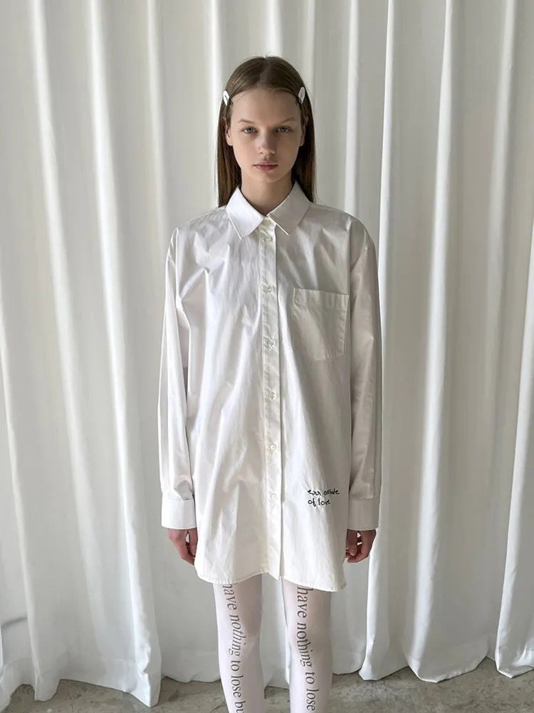 White Embroidered Hem Embroidered Shirt