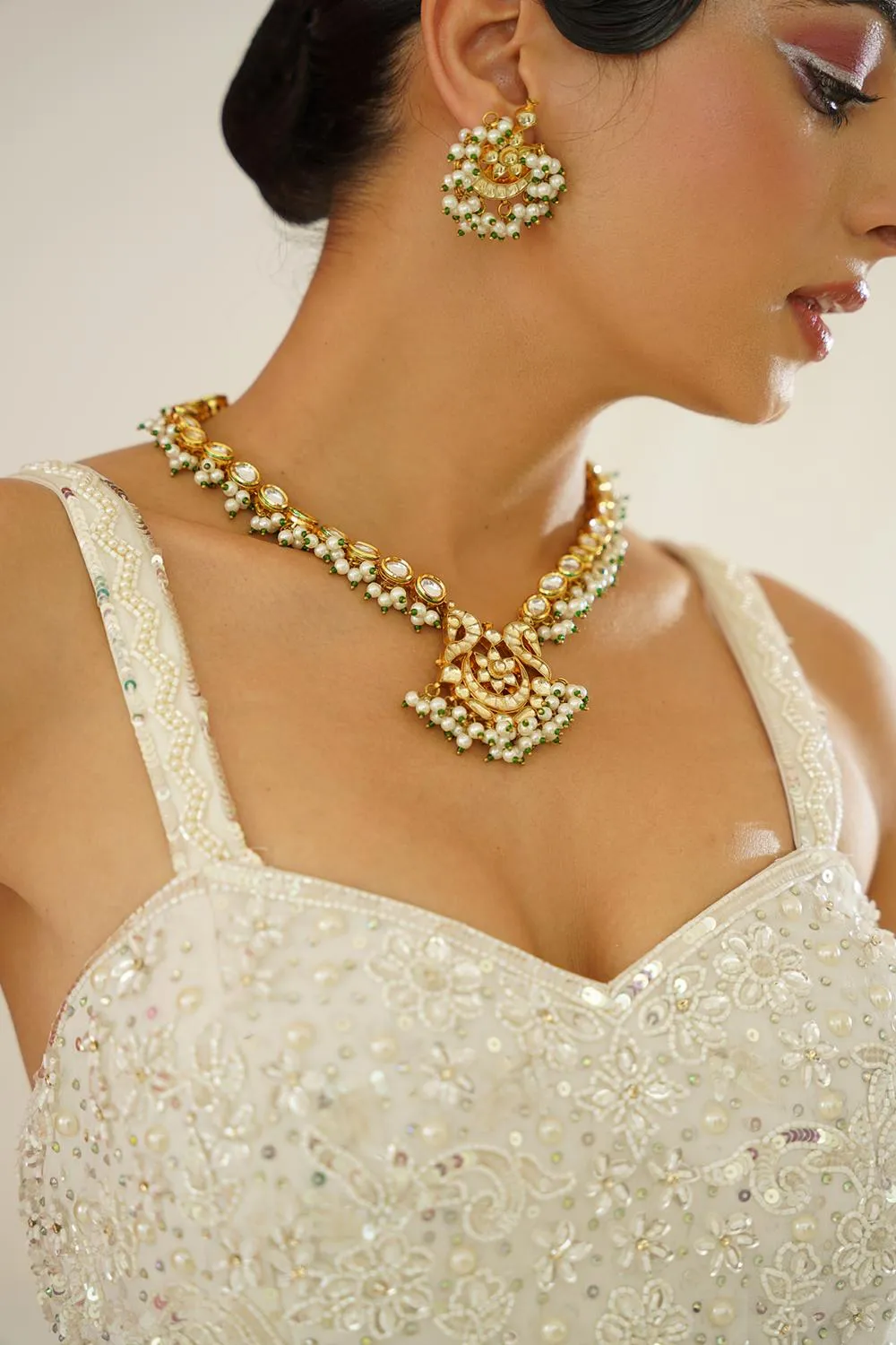 White Embroidered Sharara Set With Pelpum And Dupatta
