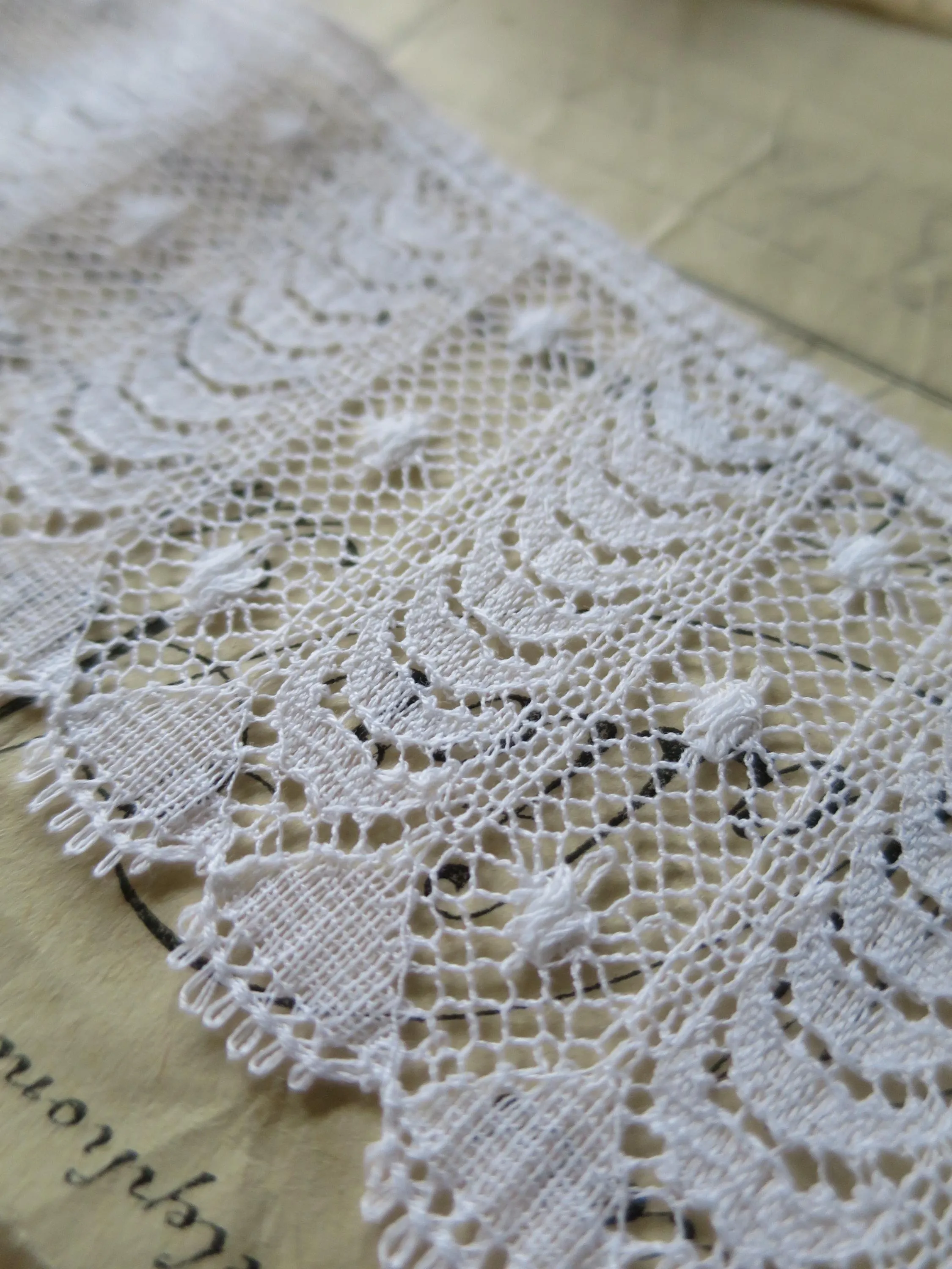 White English Nottingham Lace- Fine Ripon Stripes- 5.5 cm
