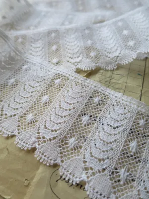White English Nottingham Lace- Fine Ripon Stripes- 5.5 cm