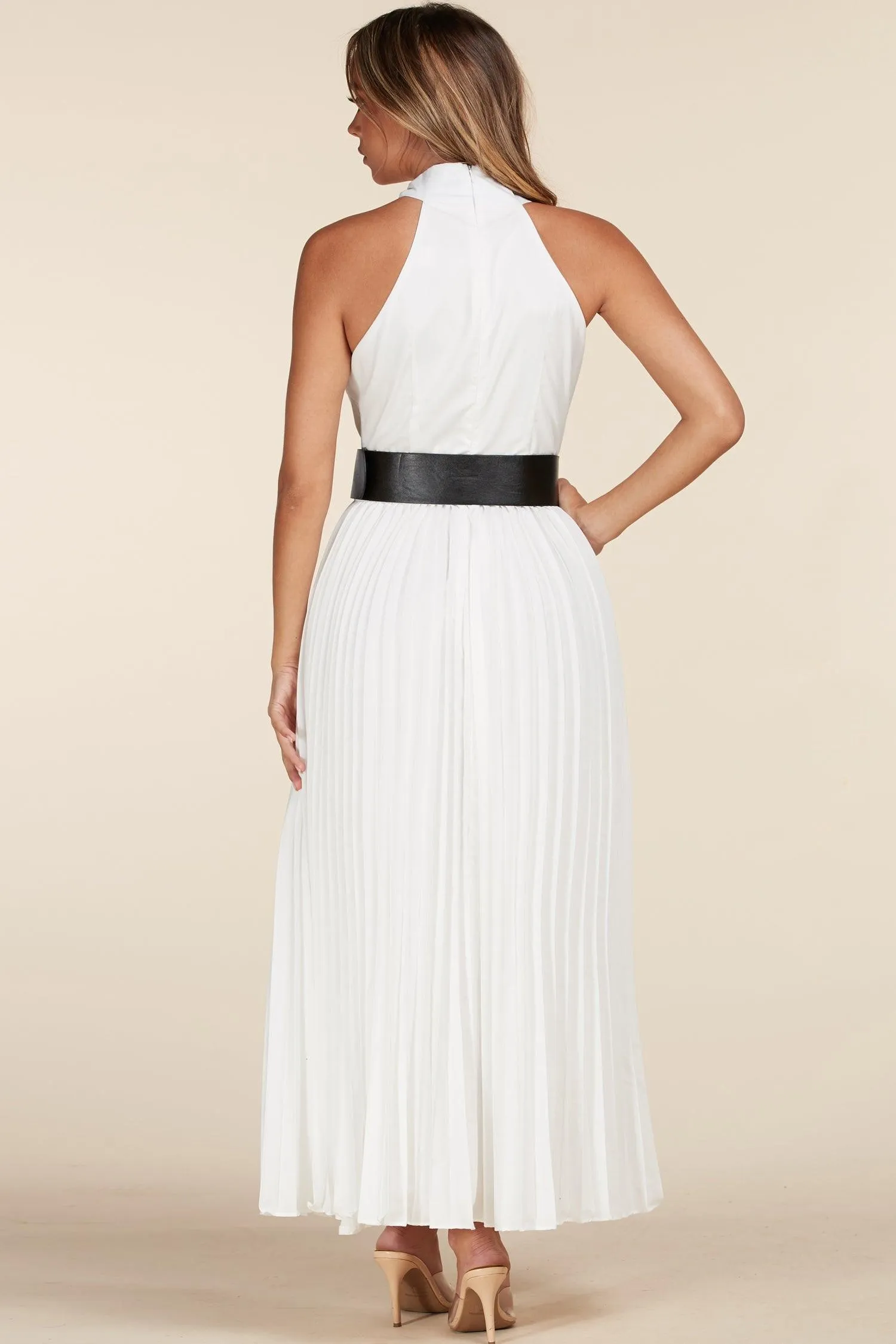 WHITE HALTER DRESS