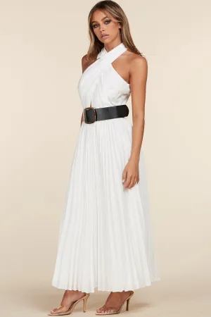 WHITE HALTER DRESS