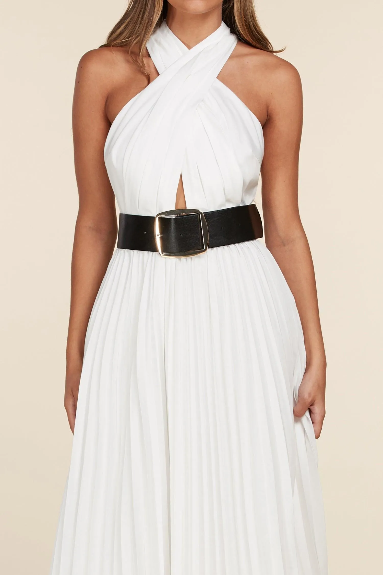 WHITE HALTER DRESS