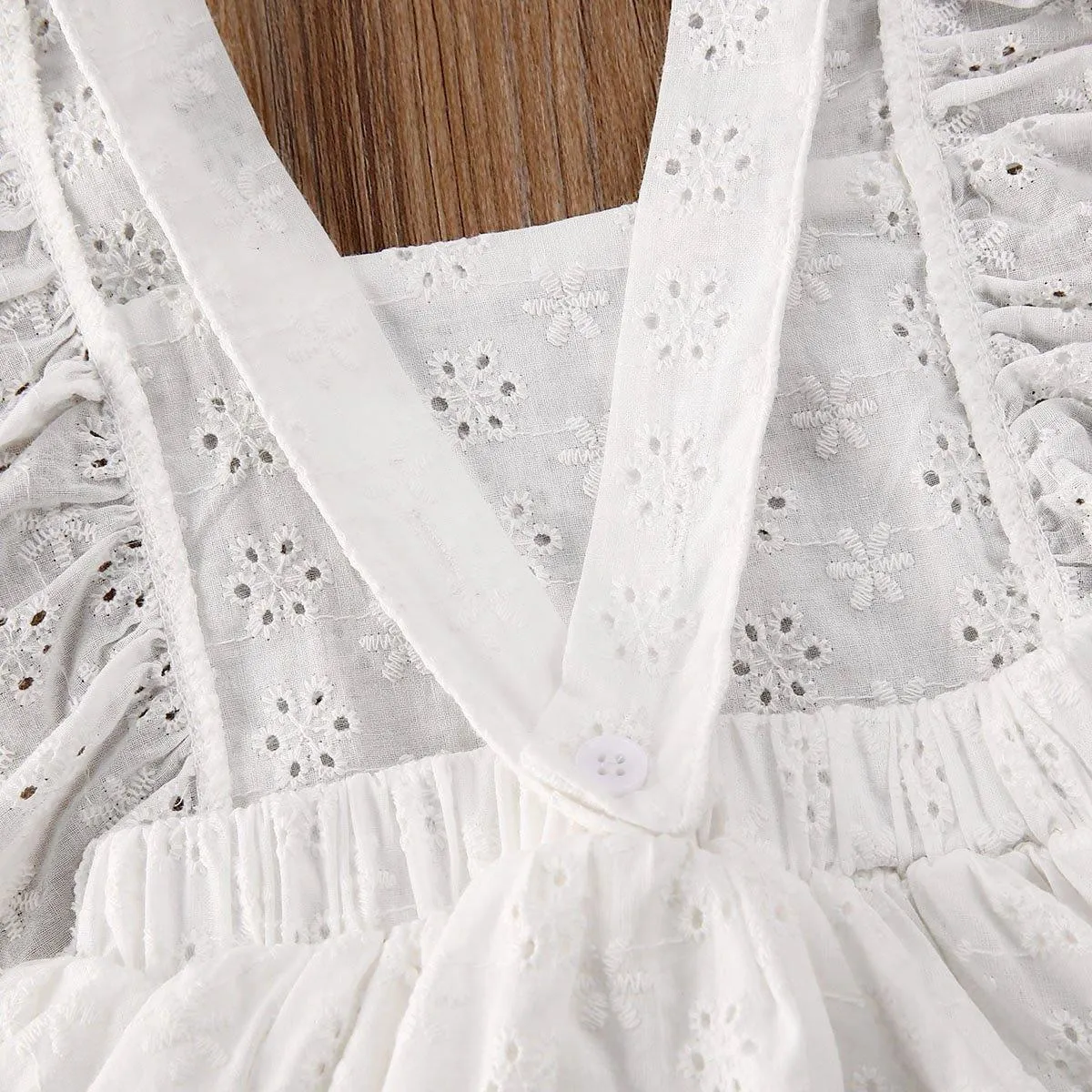 White Ruffle Romper Dress & Headband