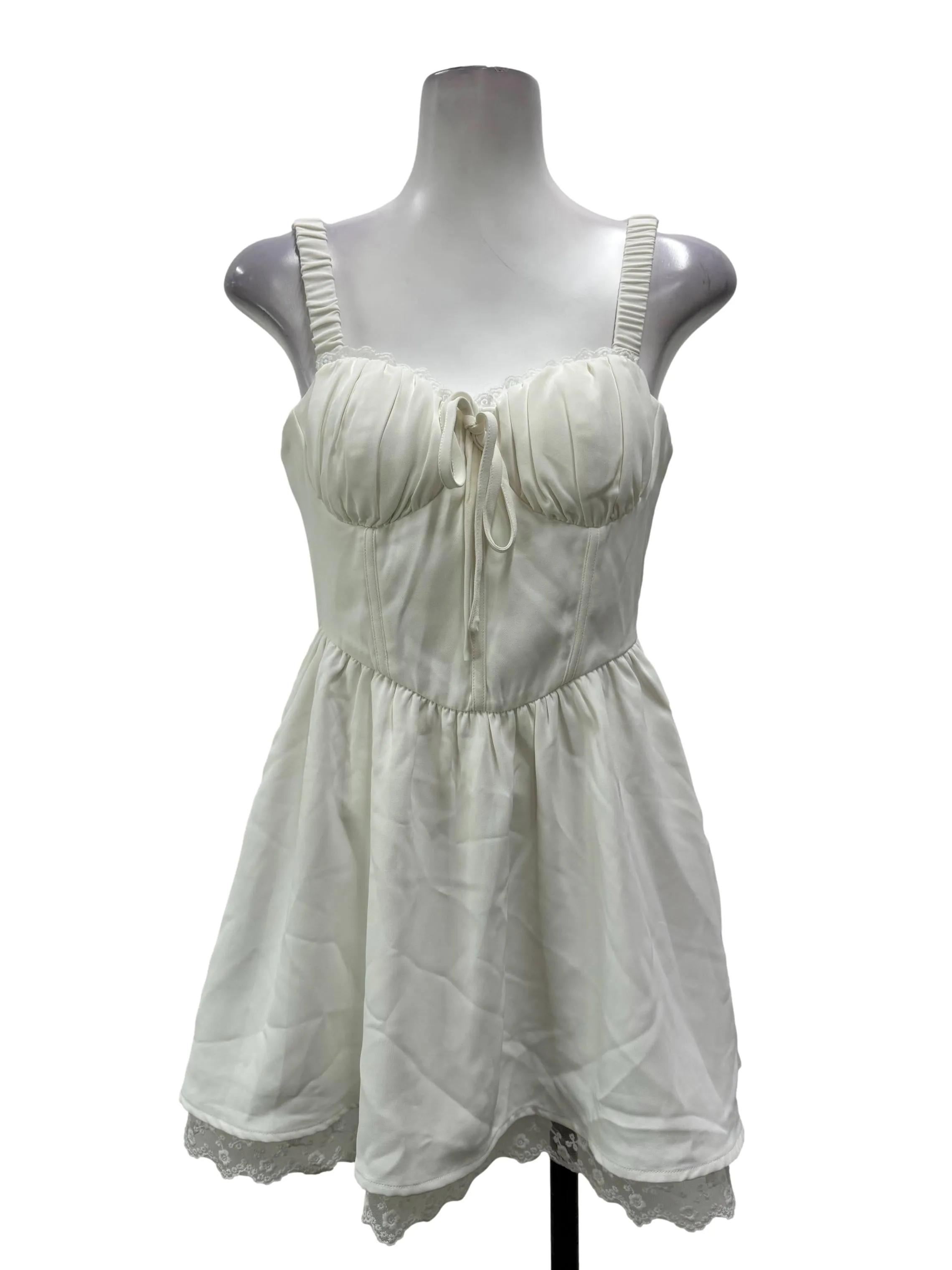 White Sweetheart Flare Mini Romper Dress