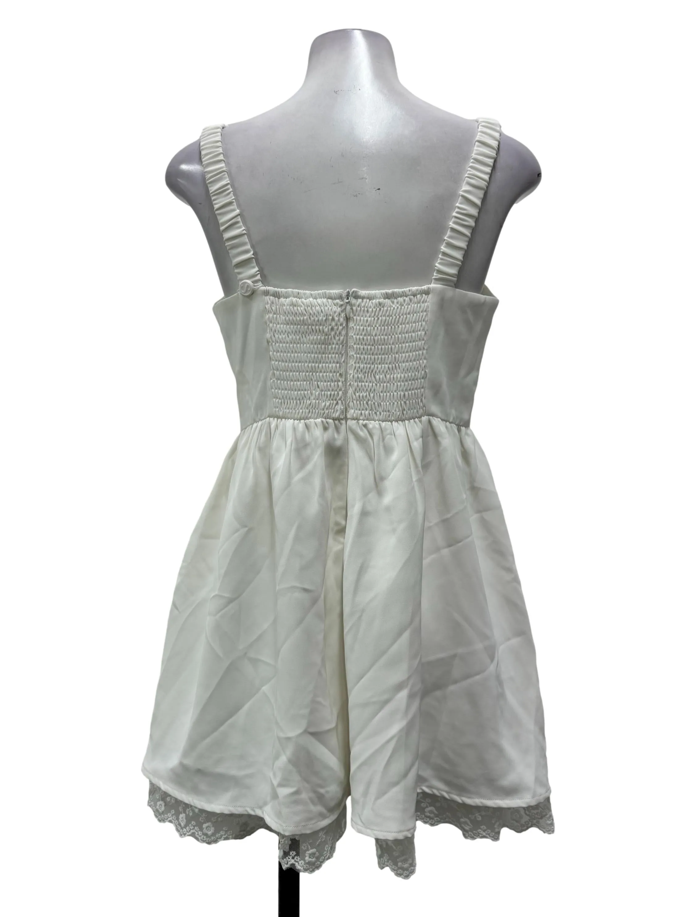 White Sweetheart Flare Mini Romper Dress