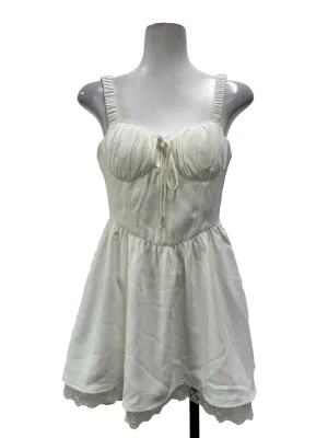 White Sweetheart Flare Mini Romper Dress