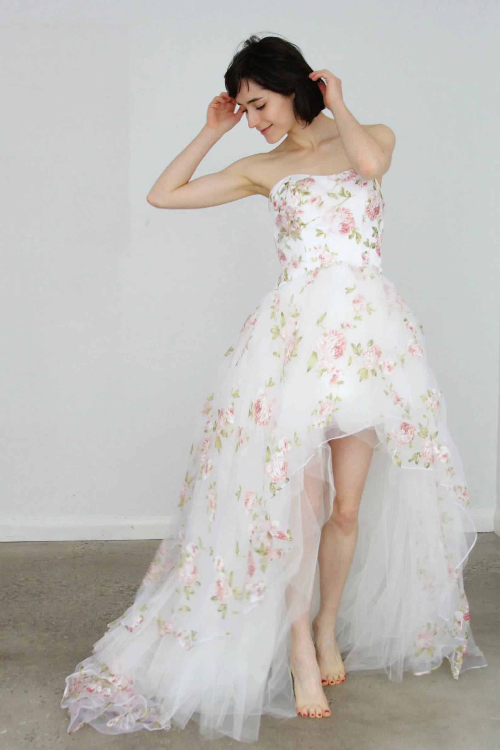 White sweetheart tulle lace long prom dress, tulle formal dress
