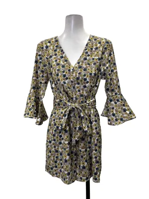 White With Blue Yellow Floral Print Romper